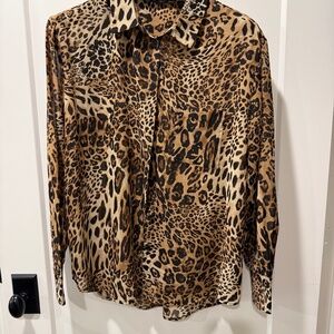 Velvet Heart leopard blouse with button cuffs size L